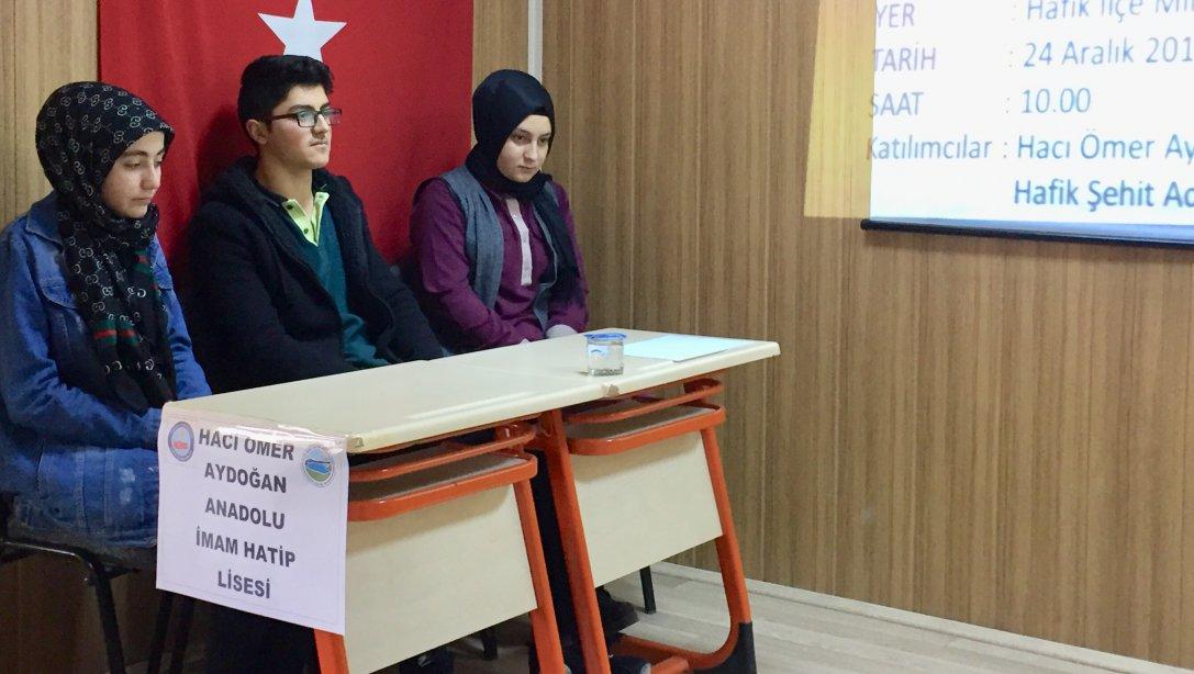 Liseler Arası Genel Kültür Bilgi Yarışmasında Hacı Ömer Aydoğan Anadolu İmam Hatip Lisesi İlçe Birincisi oldu.
